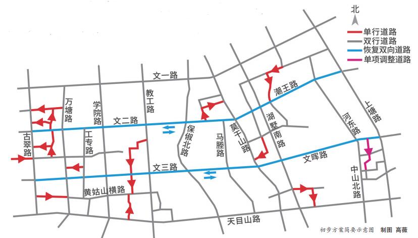 杭州文二路文三路“單改雙”初步方案出爐